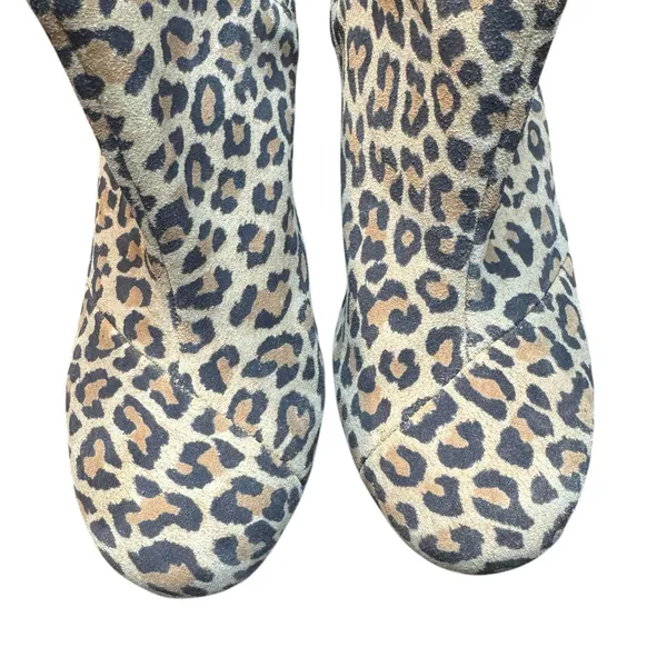 TOMS Booties Womens Size 6 Brown Leopard Faux‎ Suede Wedge Ankle Pull On - Image 2
