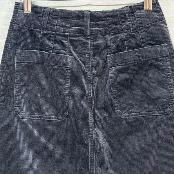 Maeve Anthropologie Navy Blue Corduroy Pencil Skirt XS High Waist Patch Pocket - Image 5