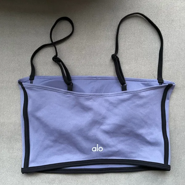 Alo Yoga Airbrush Streamlined Bra Tank Infinity Blue/Black S - Image 4