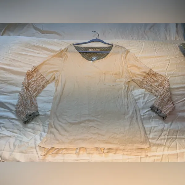 Free People Cream Paisley Oversized Top Long Sleeve We The Free - Image 2