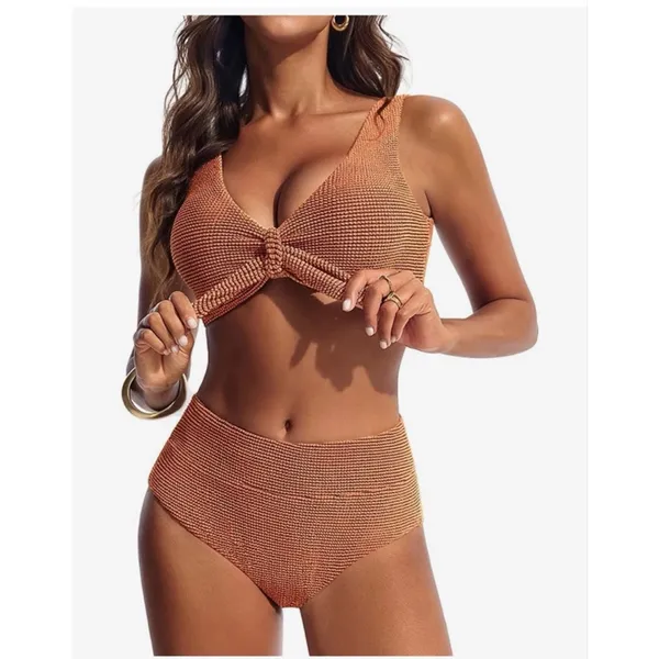 NEW Hanna Nikole High Waisted Bikini 2 Pc Swimsuit Tummy Control XL - Image 8