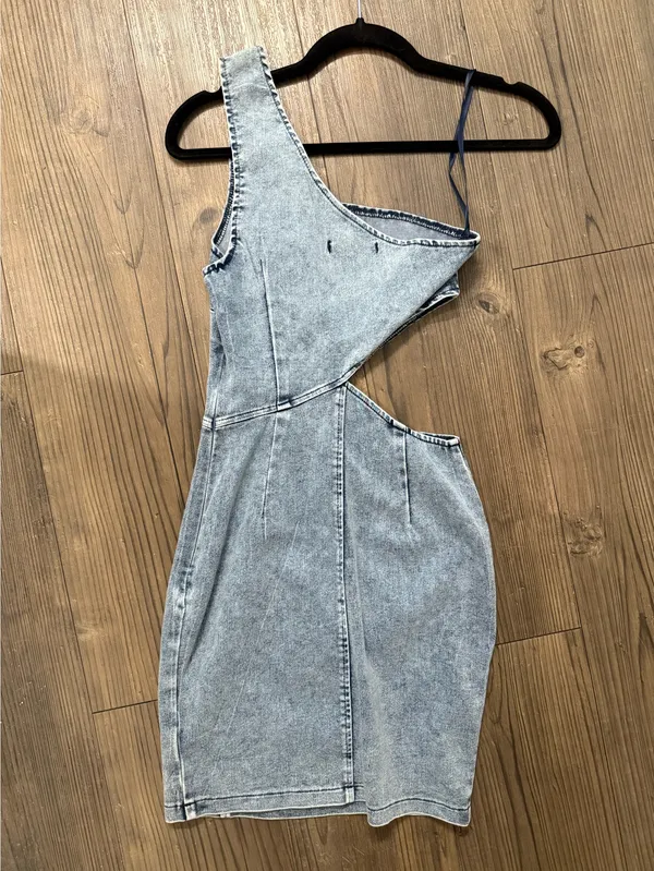 Hello Molly Denim one shoulder mini dress - Image 4