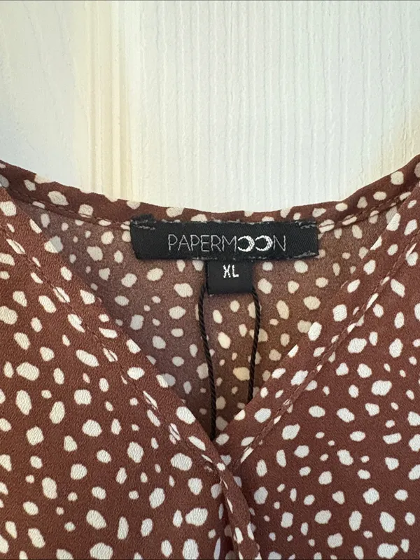 PAPERMOON Conway Brown Polka Dot Printed Tie-Hem Cami Tank Top Size XL - Image 6