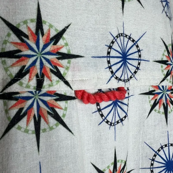 By Anthropologie Linen Blend Top MEDIUM Oversized Bohemian Button Printed Hippie - Image 14