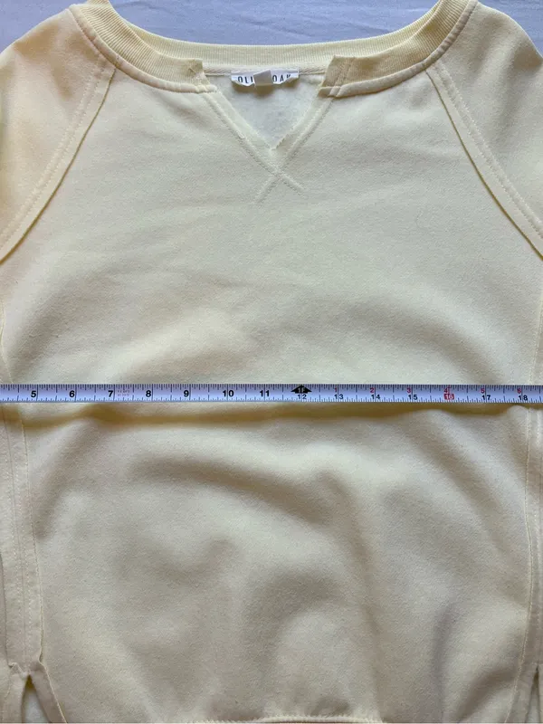 Olive + Oak Butter Yellow Fleece Sweatshirt XS Notch Neck Pullover - Image 5