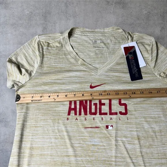 Los Angeles Angels Baseball T-Shirt Womens M Tan MLB Nike Dri-FIT‎ Tee NEW - Image 6