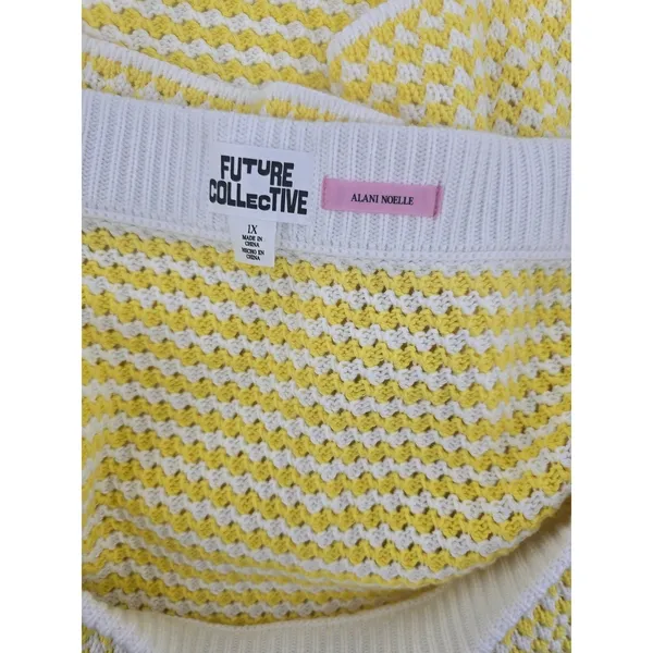 Future Collective Mini Skirt Womens 1X‎ Yellow Knit Alani Noelle Textured Cotton - Image 3