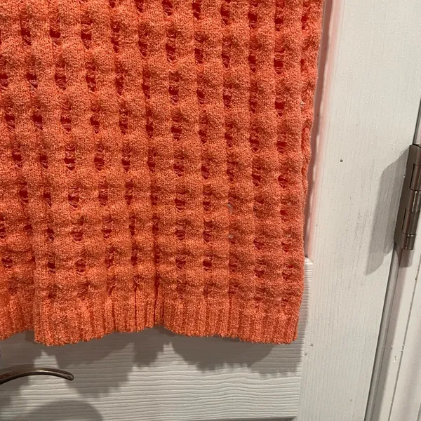 NWT Uncharted Threads Size L Coral Stretchy Knit Crochet Terry Cover Up Dress - Image 3