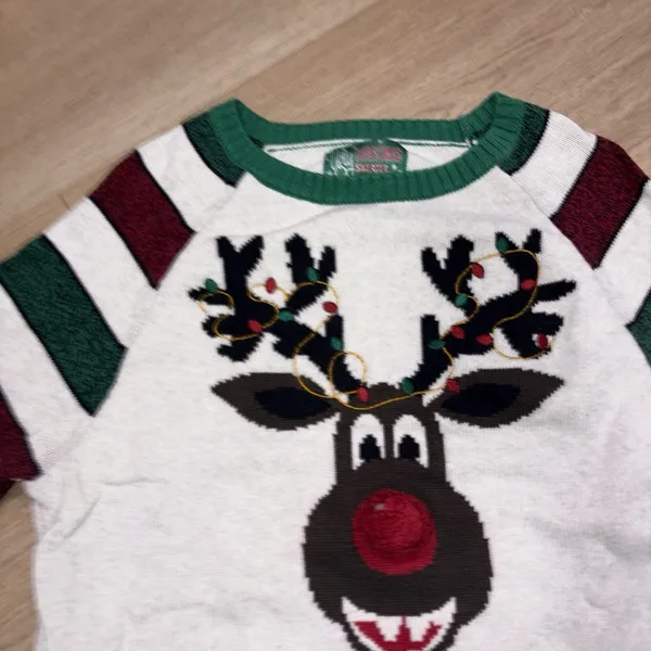 Ugly Christmas Sweater XXL 3D Knit Rudolph Red Nose Reindeer Embroidered - Image 6