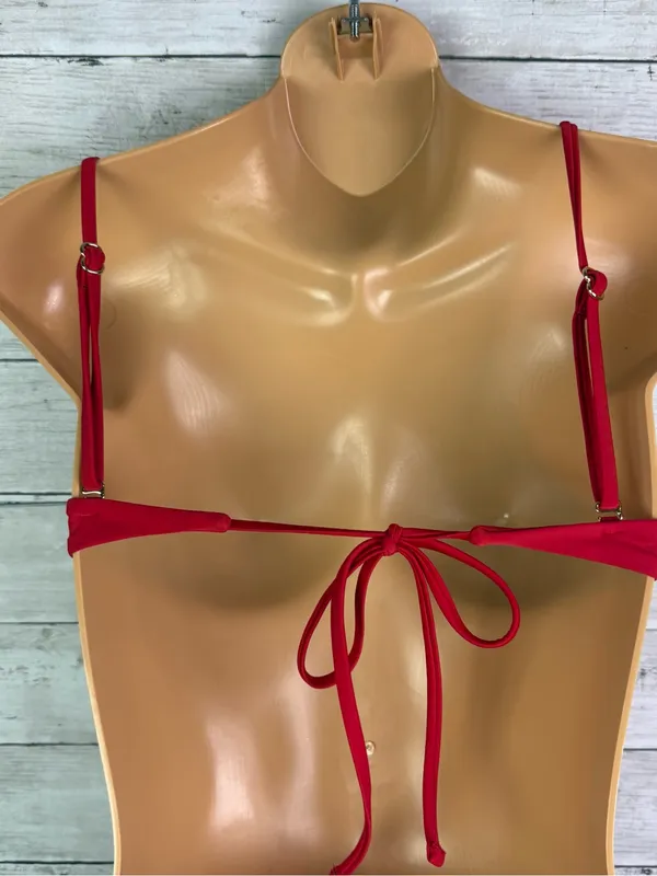 Quince Italian Knot Triangle Bikini Top Cherry Red Size Small - Image 3