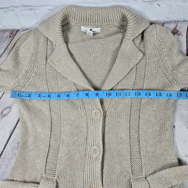 Banana Republic Womens Small Beige Organic‎ Cotton Belted Button Knit Cardigan - Image 8
