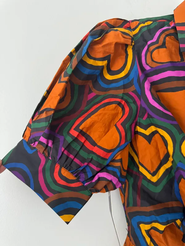 Farm Rio Heart Print Front-Bow Mini Dress, Size XS - Image 6