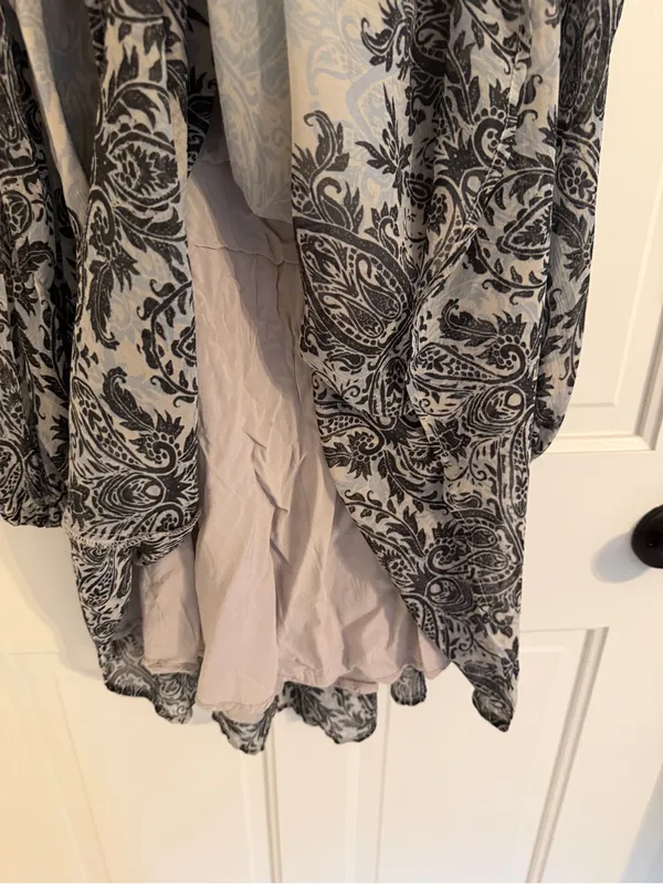 Free People Paisley‎ Cold Shoulder Open Back Mini Dress Blue Gray Large - Image 4