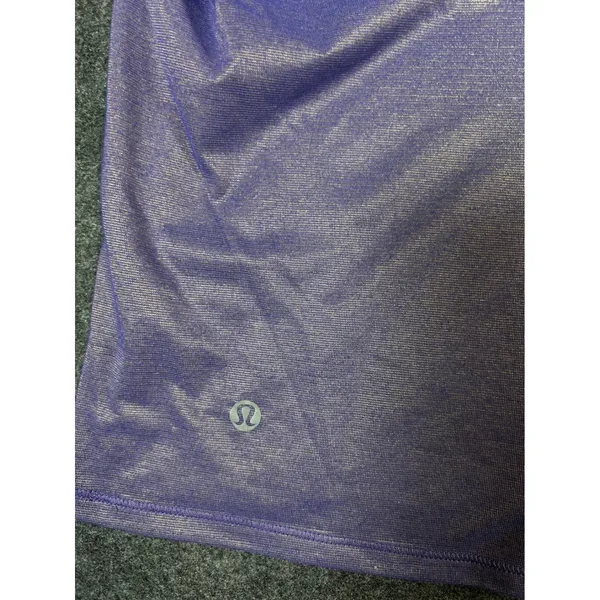 Lululemon Purple Heathered Open Back Yoga Training Top Short Sleeve Womens - Image 3