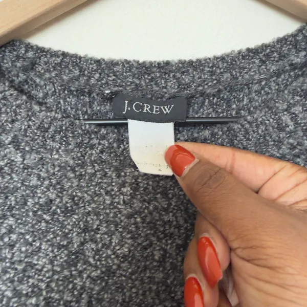 J. Crew Women Chunky Sweater‎ Large Gray Grunge Crewneck Granola Girl Cozy - Image 3