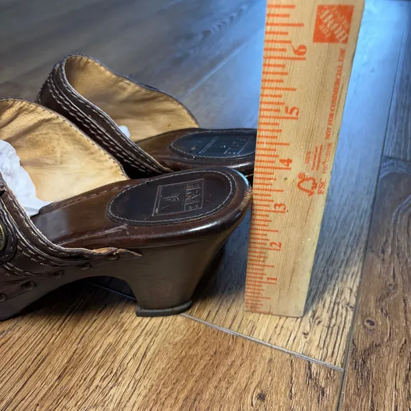 Frye Audra Heel Leather Clogs Mule Slide On 3.5" High-Heel Stud Brown Womens 8 M - Image 13