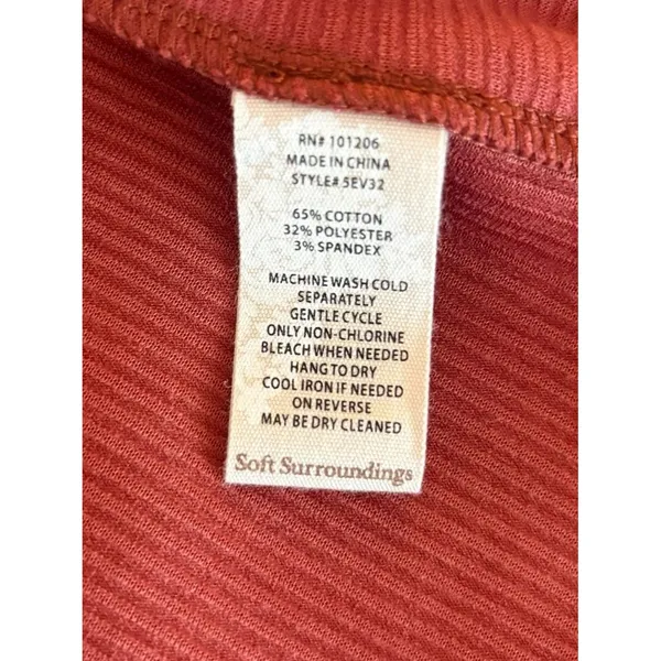 Soft Surroundings Caroline Corduroy Rust Orange Long Sleeve Top Womens Size 1X - Image 5