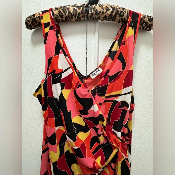 Y2K 90s BCBG Paris Kaleidoscope Side Knot Dress XL - Image 2