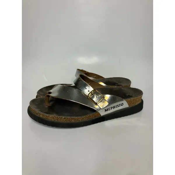 Mephisto Helen Sandals Womens 39 Silver Fair‎ Metallic Cork Footbed Buckle Slide - Image 3