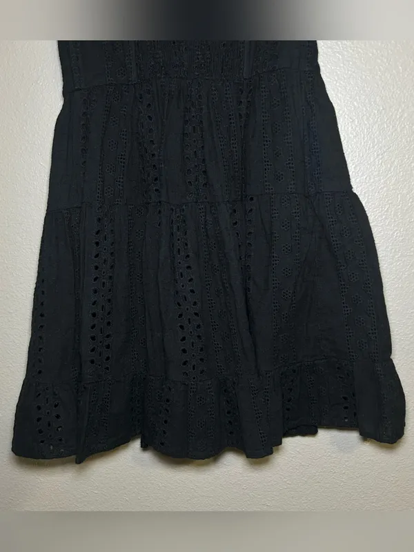 Edikted Liora Black Cotton Lace Tiered Strapless Mini Dress Women’s Size Small - Image 7