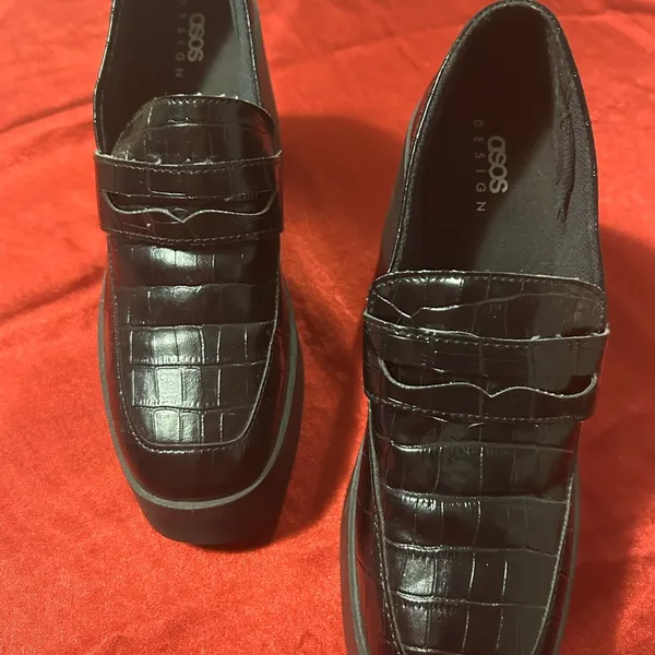 ASOS Black Croc-Embossed Flats size 9 - Image 3