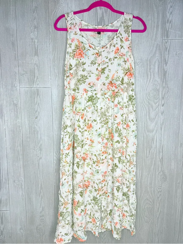 Frye floral boho maxi sleeveless tank top dress size xl with button front - Image 6