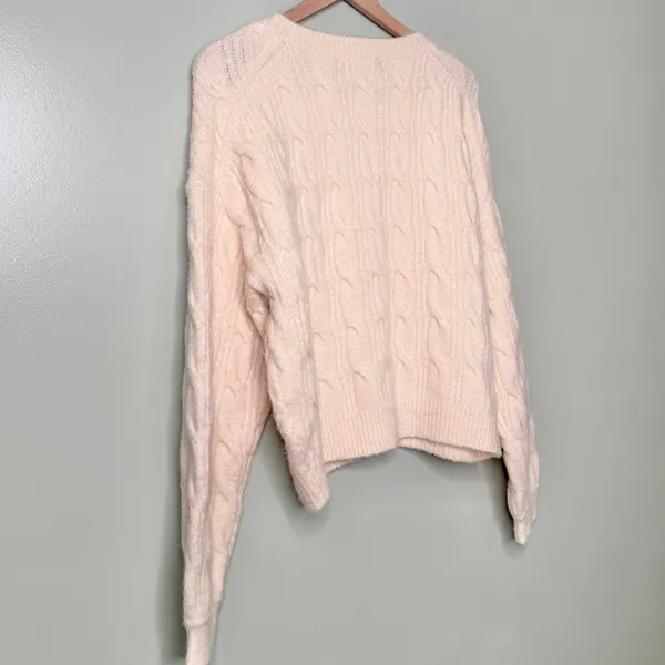 J. Crew Wool Alpaca Cable Knit Cardigan Sweater Jewel Buttons Cream Beige Medium - Image 6
