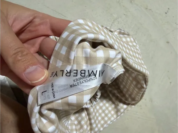 Kimberly C NWT Beige Gingham Sports bra large - Image 8