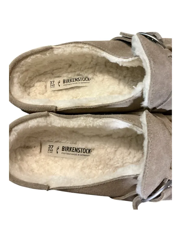 Birkenstock Buckley Shearling Clog Mule Taupe Suede Size 37 EU US 6-6.5 Narrow - Image 4