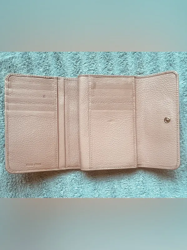 Miu Miu Madras Fiocco Trifold Wallet Blush Pink Leather Bow COA Authentic -EUC - Image 14
