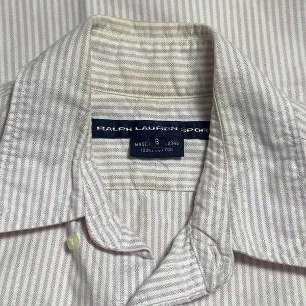 Ralph Lauren Sport 100% Cotton Flesh Pony Pink‎ White Stripe Tank Top Rodeo 6 - Image 10