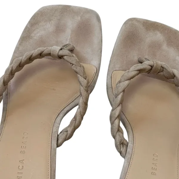 Veronica Beard Marissa Sand‎ Suede Square Toe Thong Sandal Braided Summer 9.5 - Image 10
