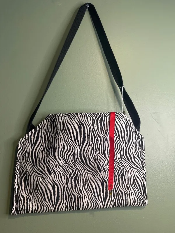 Handmade Zebra Print Purse Red Bow Shoulder Bag Boutique Style Shoulder Bag - Image 3