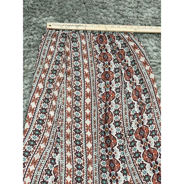 Women’s Aztec Print Maxi Skirt Cover Up Boho Hippie Festival High Side Slits M - Image 9