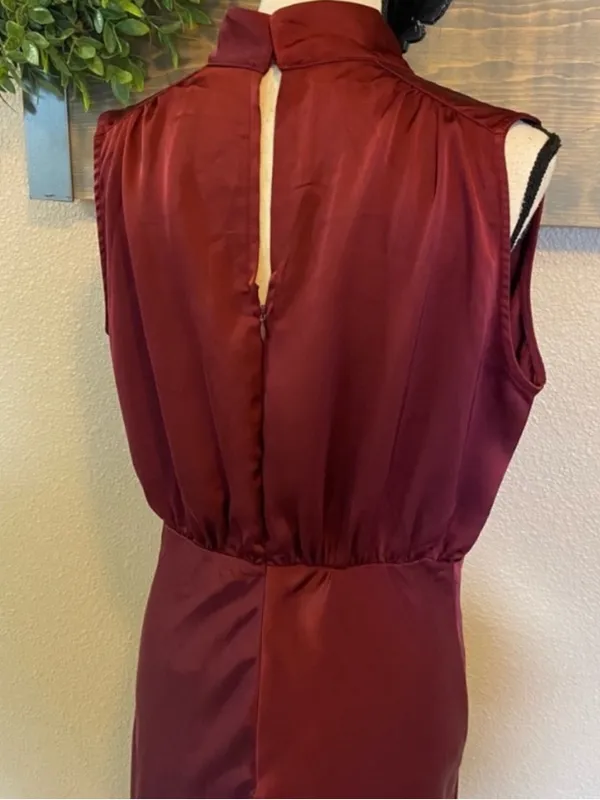 Lulus Classic Elegance Plum Chiffon Sleeveless Mock Neck Maxi Dress – Size M - Image 10