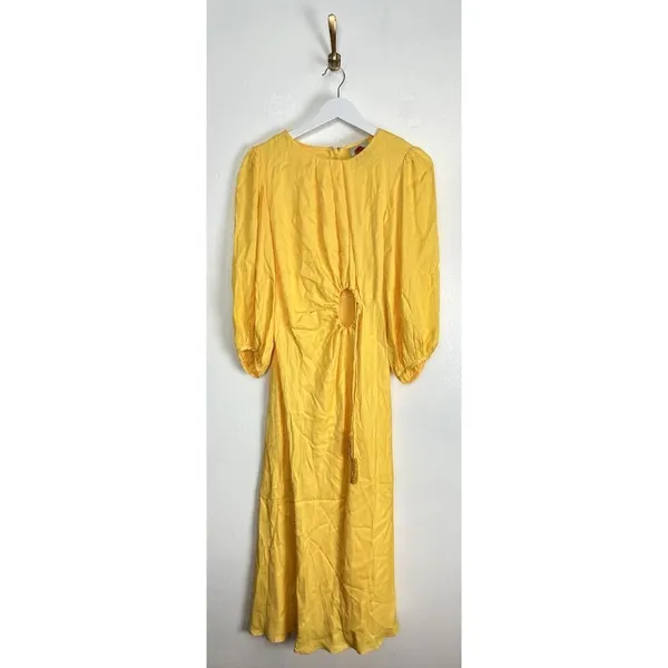 FARM RIO Cutout Piped Ring Midi Dress in Yellow Size Small - Image 5