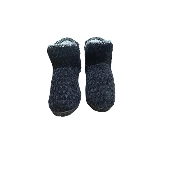 Muk Luks Cozy Black Knit Faux Fur Lined Slipper Booties Womens Size 8 - Image 8