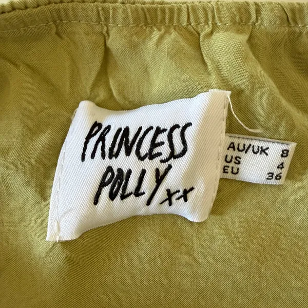 PRINCESS POLLY | Sage Green Slip style Cross neck Halter Mini Dress | Size 4 - Image 5