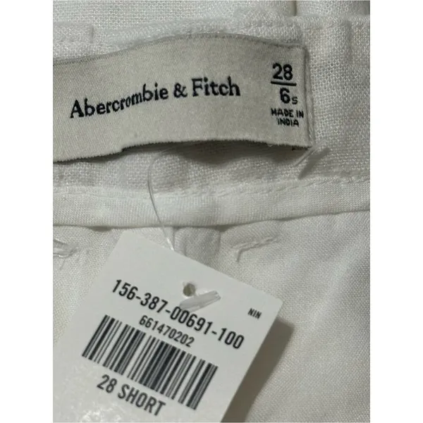 Abercrombie & Fitch NWT 28 White Wide Leg High Rise Linen Sloane Trousers Pants - Image 8