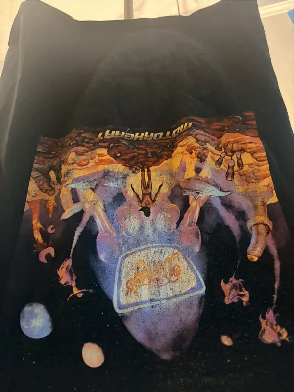 Space Graphic Black Tee with Purple & Orange Artwork - Image 2