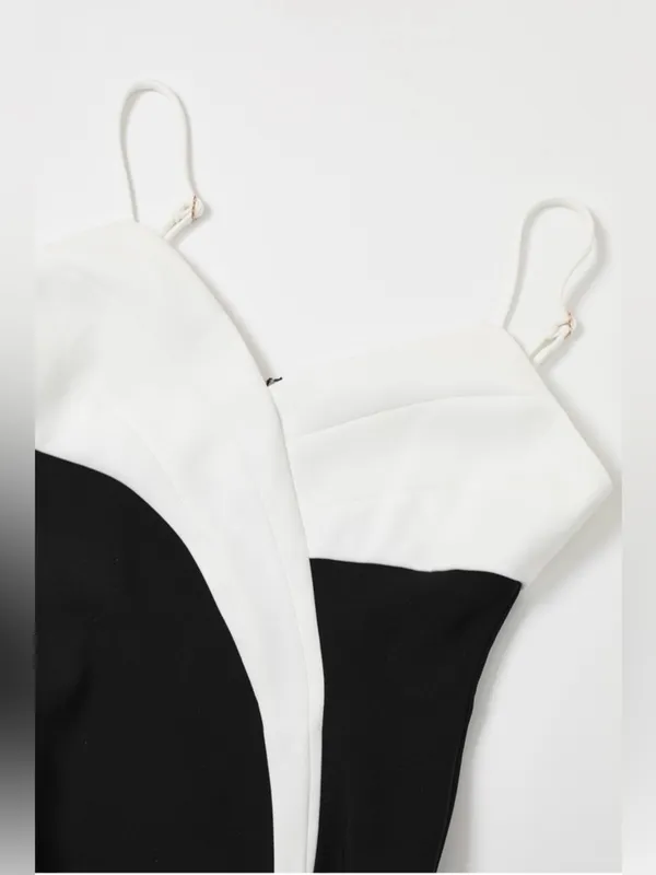 Spaghetti Strap Black and White Sheath Dress Small - Image 6