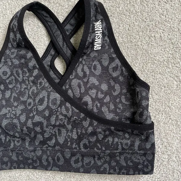 Gymshark Sports Bra Athletic Supportive Black Cheetah Print Cross Back Women's M - Image 3