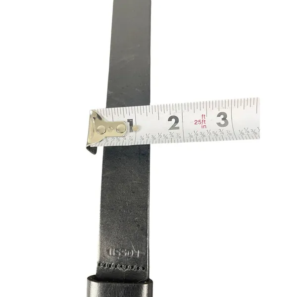 Fossil Black Leather Adjustable Belt L Metal Crystal Buckle Rhinestone Accent - Image 7