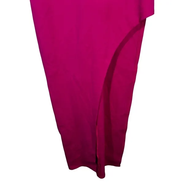 Lulus Solid Long Sleeve Maxi Dress Magenta Barbiecore Side Slit Size M - Image 4
