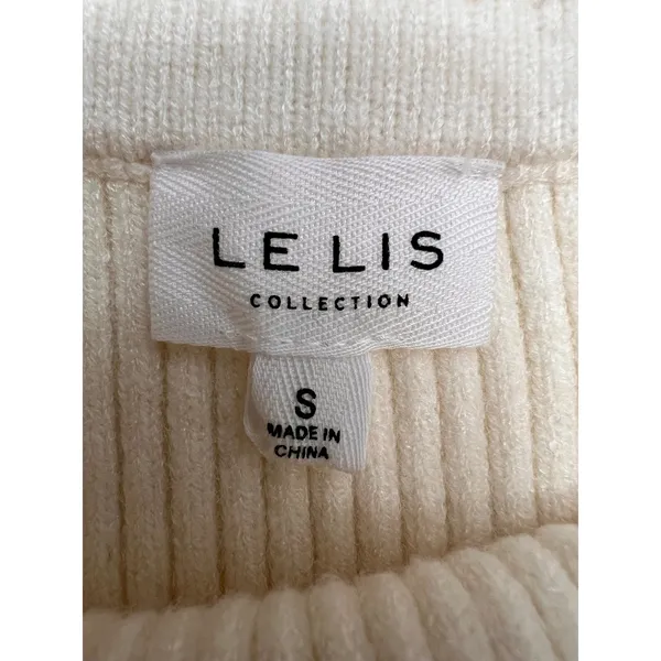 Le Lis Off Shoulder Ribbed Knit Sweater Cream Beige Long Sleeve Size S NWOT - Image 3