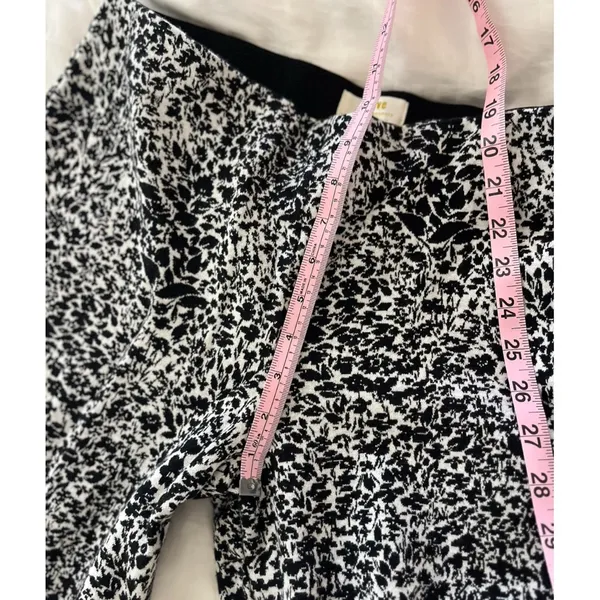 Maeve by Anthropologie casual pants black and white floral print kick flare - Image 2