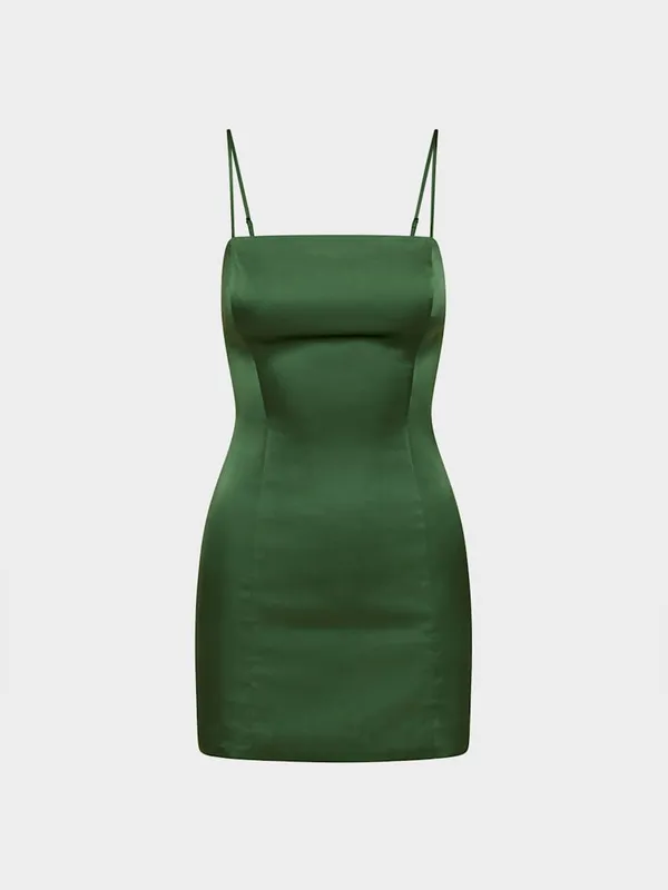 NWOT Sunday Best Shimmer Satin Dress - Emerald - 00 - Image 7