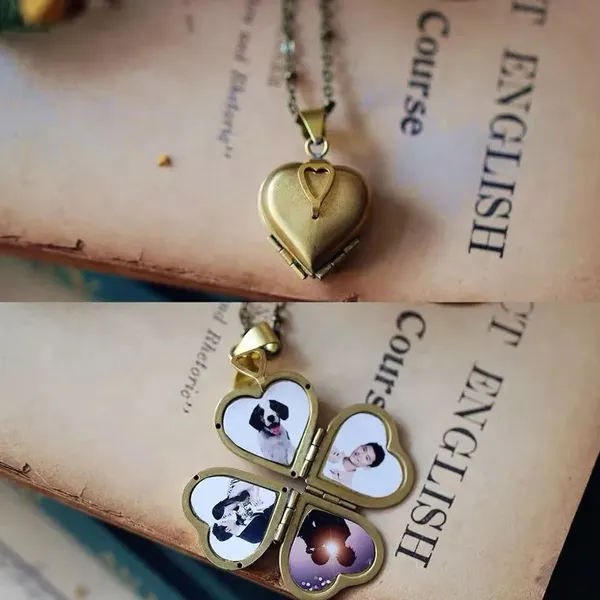 Love Locket Heart Shaped Locket Necklace 4-layer Photo Necklace Jewelry - Gift - Image 7