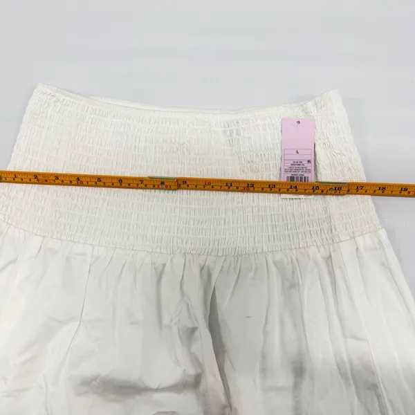 Wild Fable White Smocked Waist Side Slit Midi Skirt‎ Womens size L NWT - Image 5