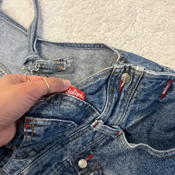 Womens Dalton Paris Denim Cotton Overalls OS Tomato Granola Grandma Utility Chic - Image 7